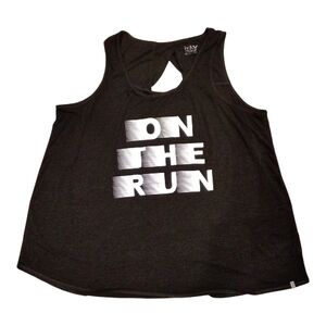 Marc New York Black Tank Top with White 'ON THE RUN' Graphic
